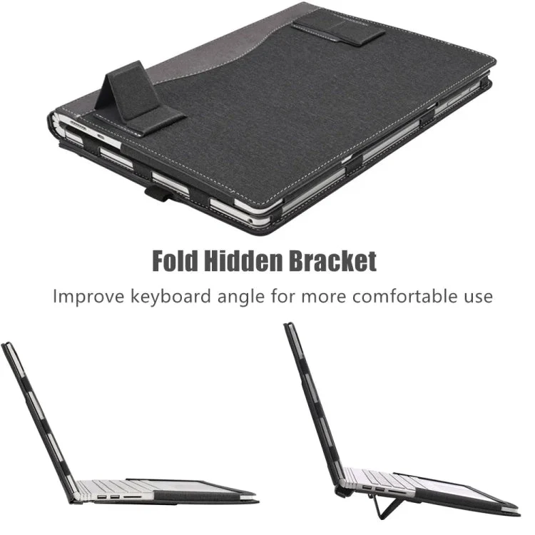 Skanto | Für Samsung Galaxy Book 3 360 13,3 Zoll Leder-Laptop-Schutzhülle mit Ständer (Schwarz)