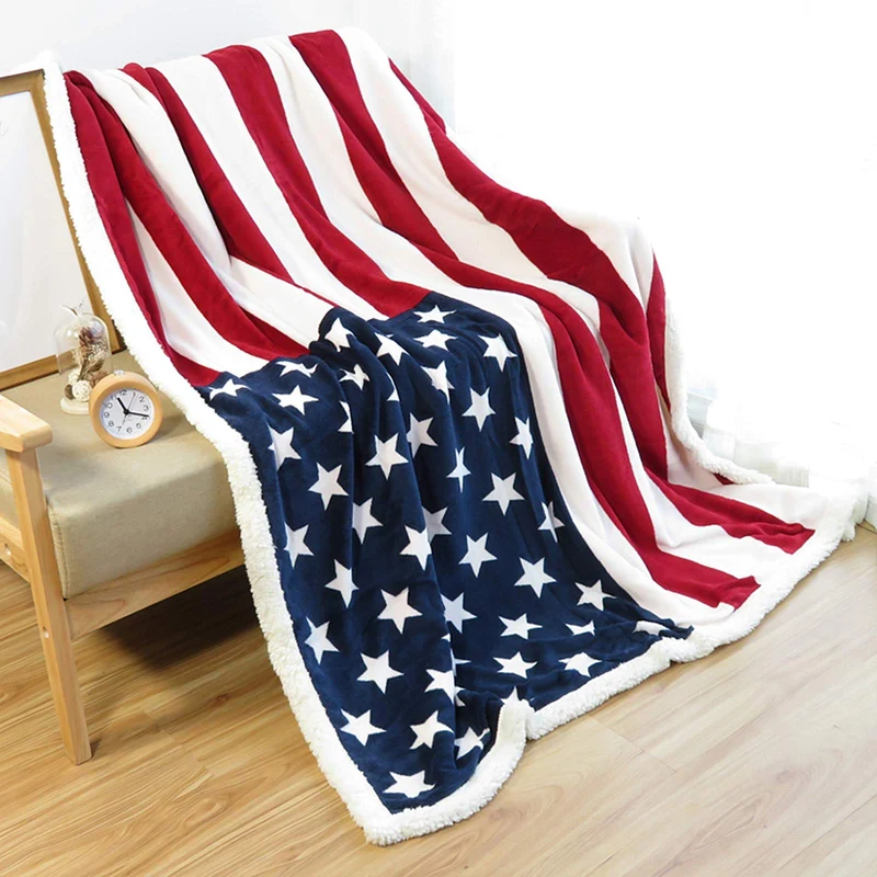 Skanto | Amerikanische Flagge Flanell-Sherpa-Decke