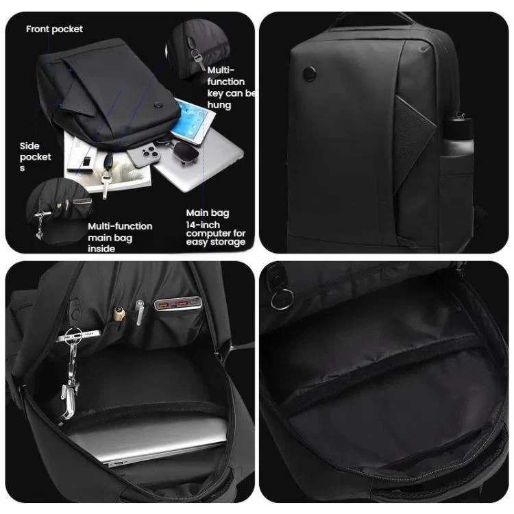Skanto | WEPOEWR Herren 14-Zoll Laptop-Rucksack Wasserdicht Großes Fassungsvermögen Business Pendler-Rucksack (Schwarz)