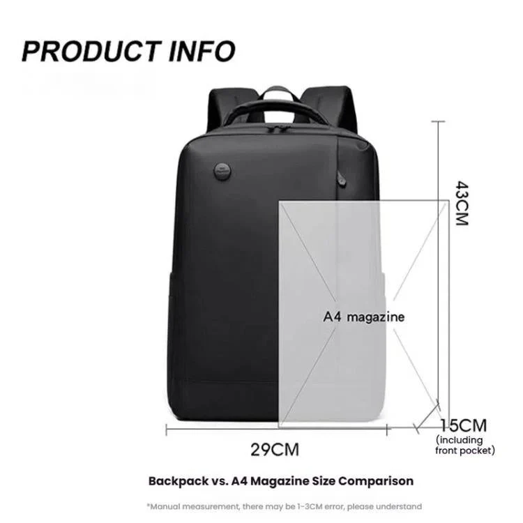Skanto | WEPOEWR Herren 14-Zoll Laptop-Rucksack Wasserdicht Großes Fassungsvermögen Business Pendler-Rucksack (Schwarz)