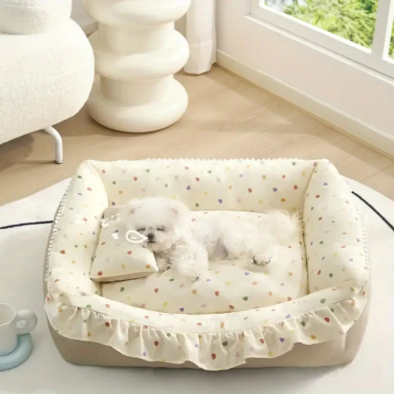 Premium gemütliches Hundebett mit Rüschenrändern