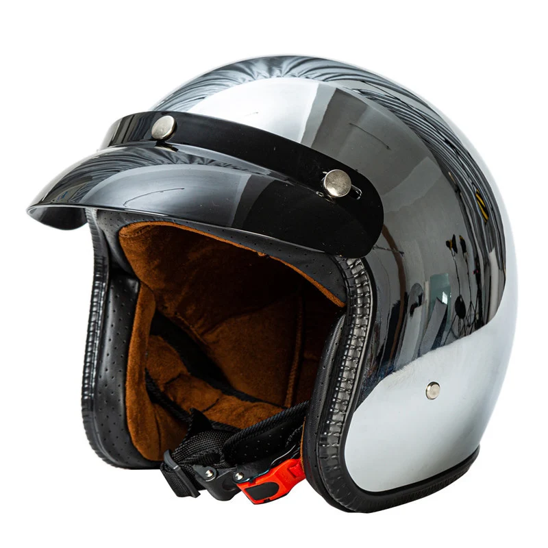 Retro Chrom Motorradhelm Skanto