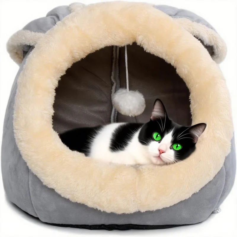 Kuscheliges Plüsch-Katzenversteck Hundebett