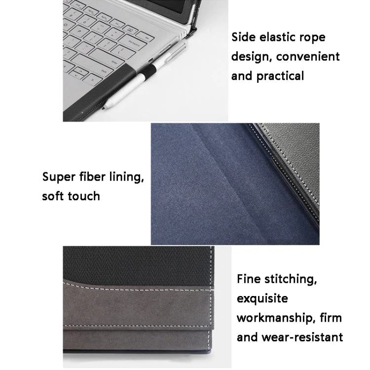 Skanto | Schutzhülle aus PU-Leder für Microsoft Surface Book 2 13.5 Zoll (Gentleman Grau)