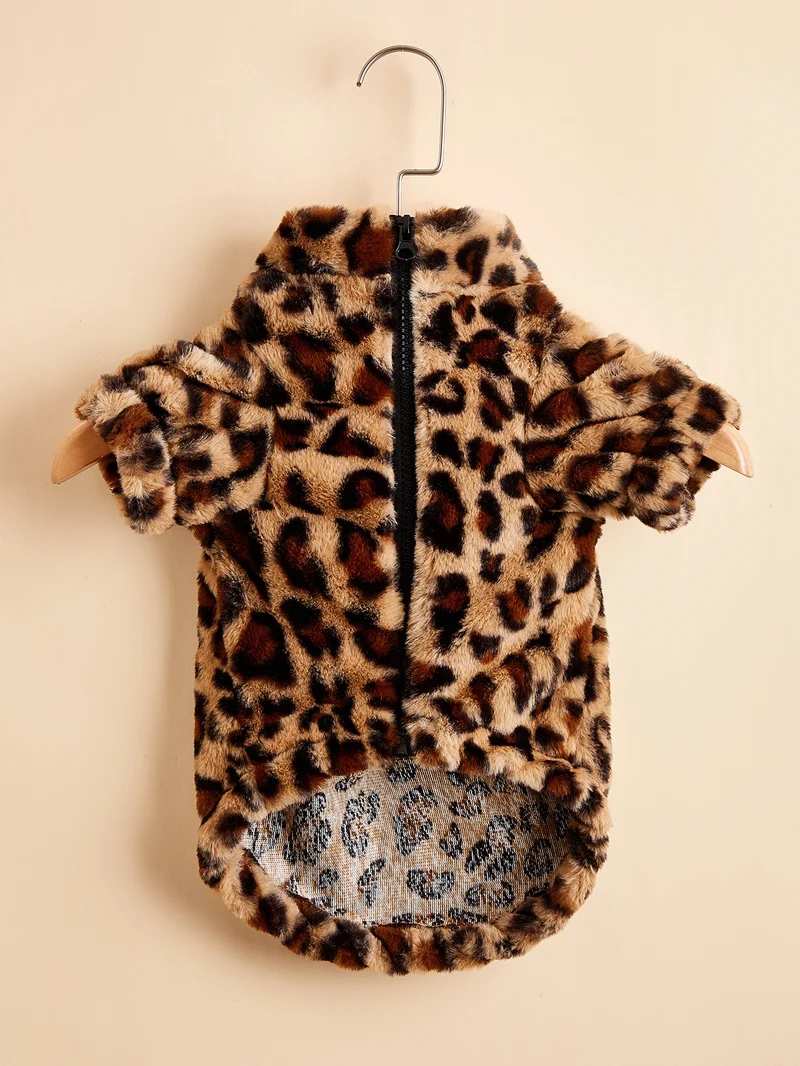 Weiches Hundebett mit Fleece-Leopardenmuster-Jacke