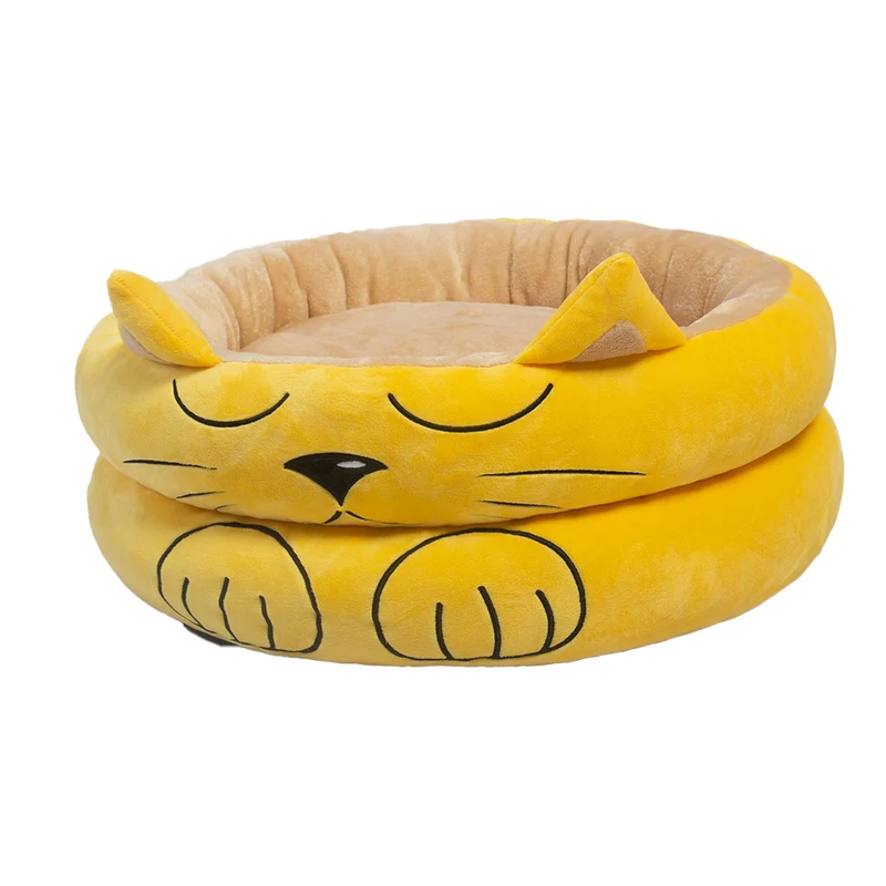 Plüsch-Hundebett mit Katzenmotiv