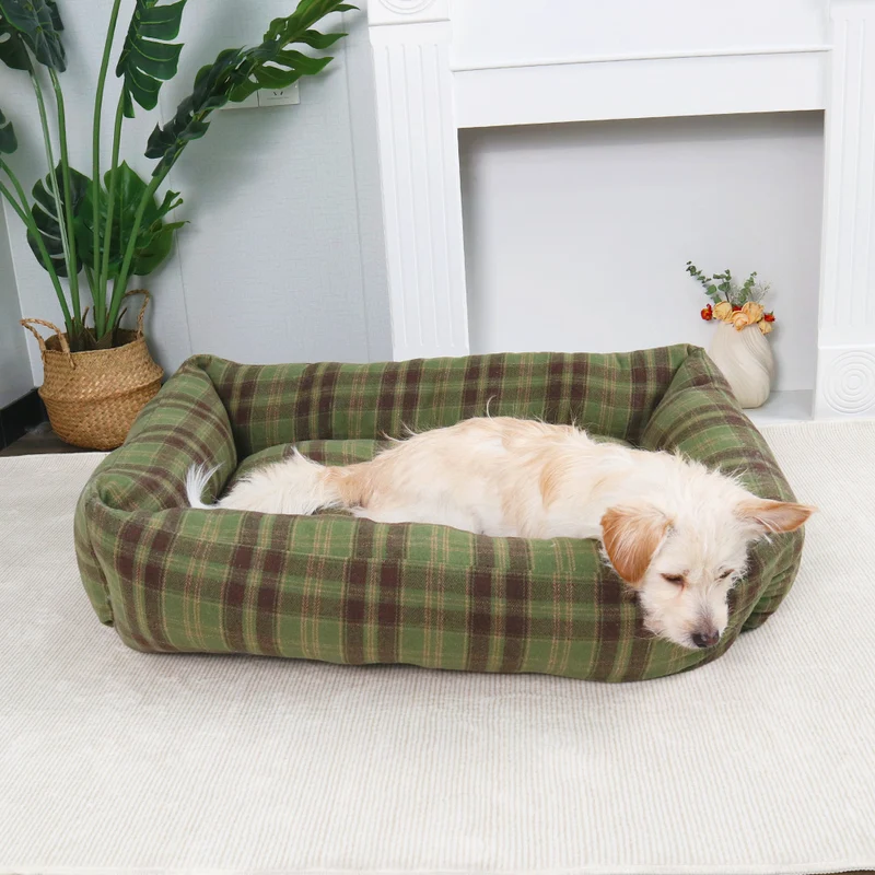 Orthopädisches Hundebett mit Karomuster