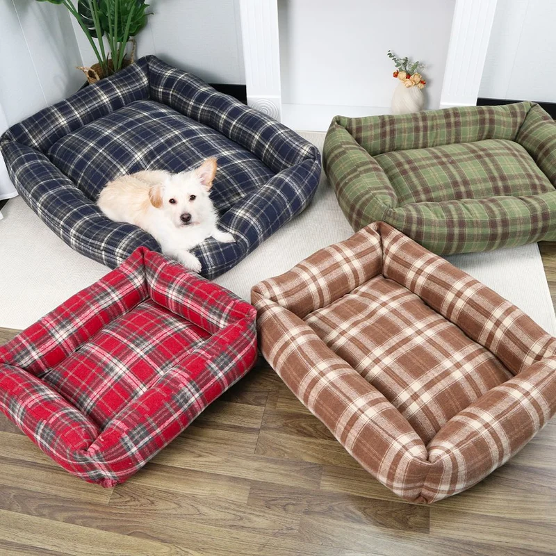 Orthopädisches Hundebett mit Karomuster