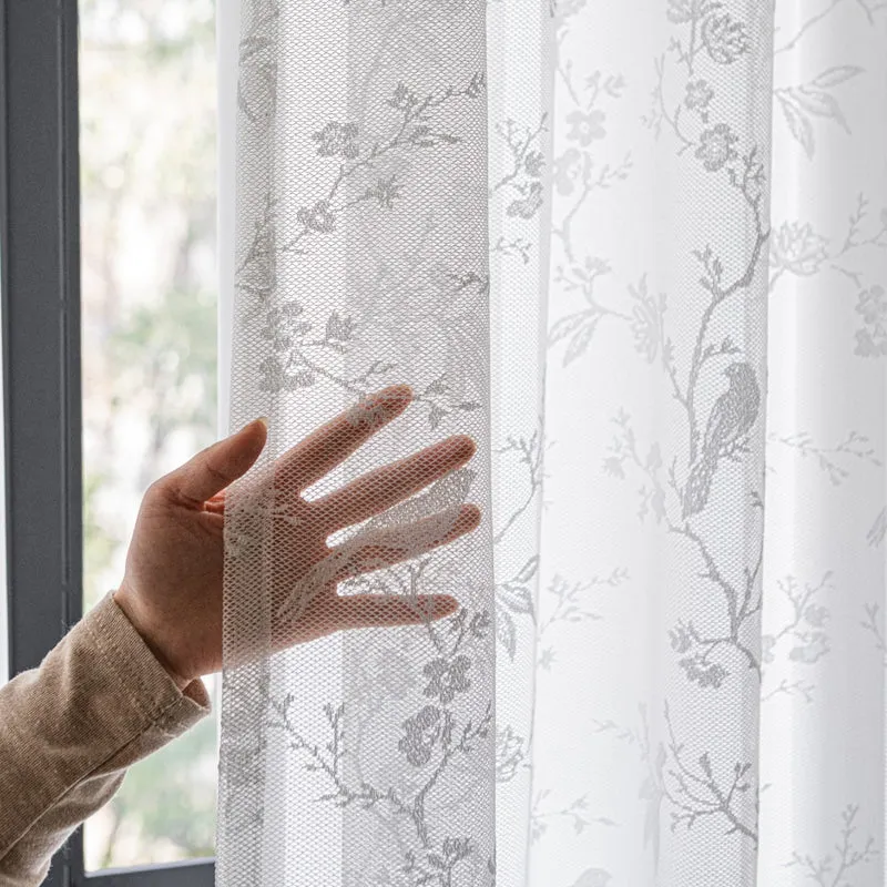 WoLace Bestickter transparenter Vorhang Skanto