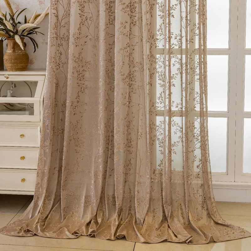 WoFloral Bestickter transparenter Vorhang Skanto