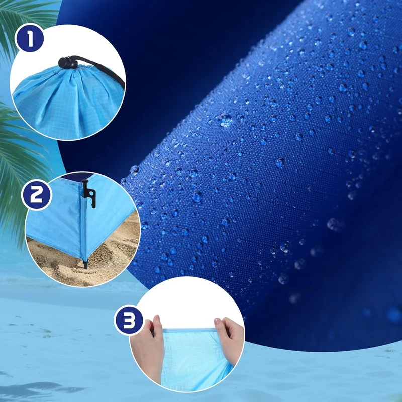 Vielseitige sandfreie Strandmatte mit Ankersystem Skanto
