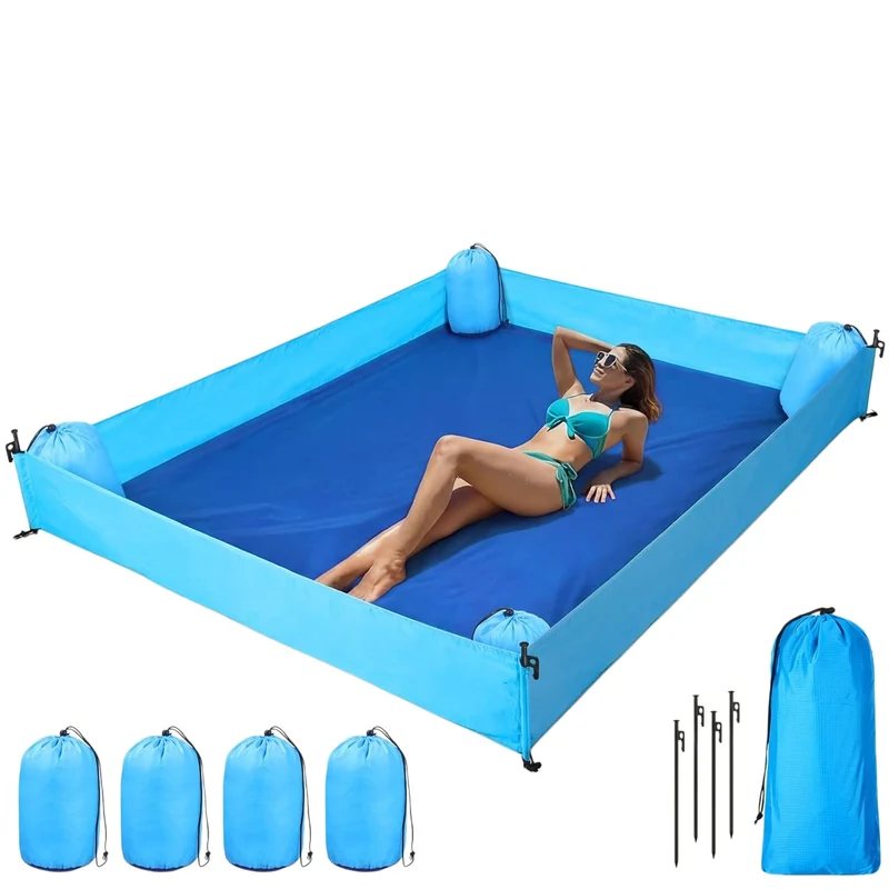 Vielseitige sandfreie Strandmatte mit Ankersystem Skanto