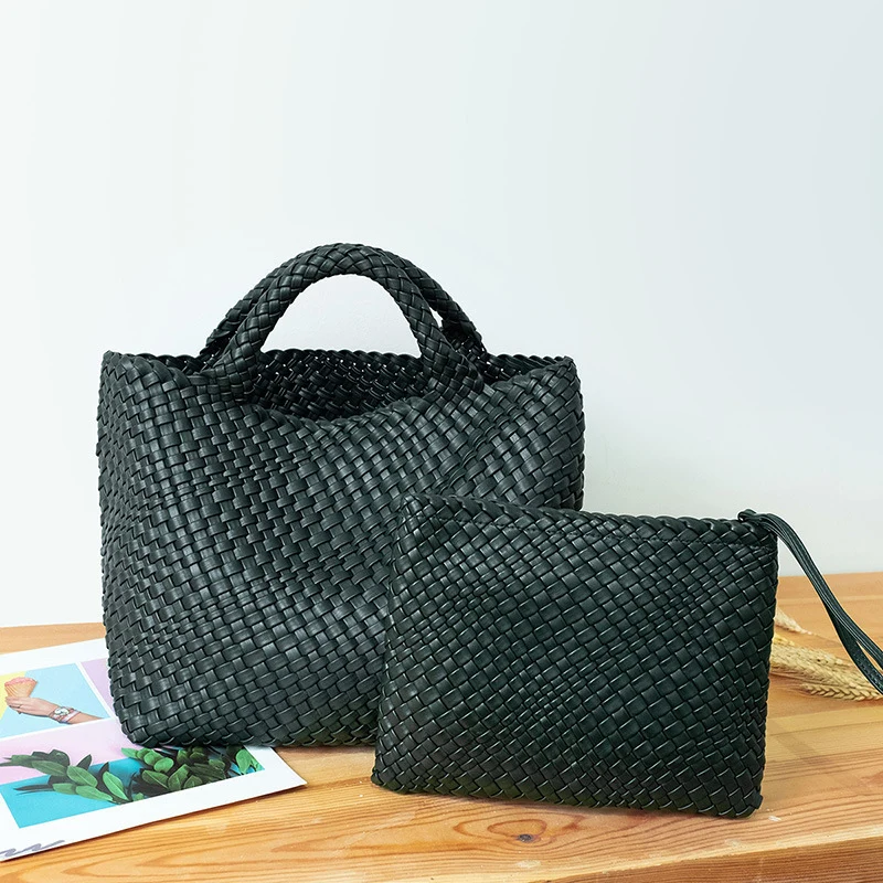 Elegante gewebte Handtasche mit abnehmbarer Clutch Skanto