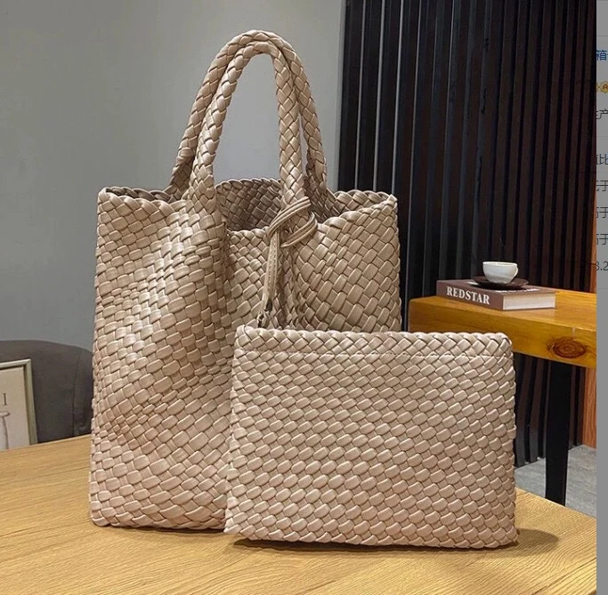 Elegante gewebte Handtasche mit abnehmbarer Clutch Skanto