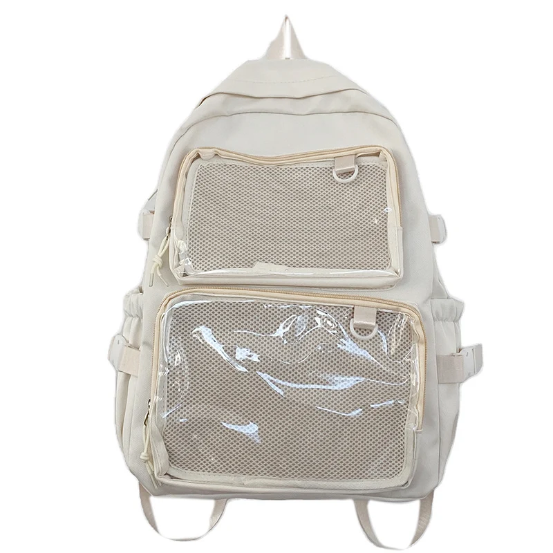 Mehrfächer-Schulrucksack mit transparentem Netz