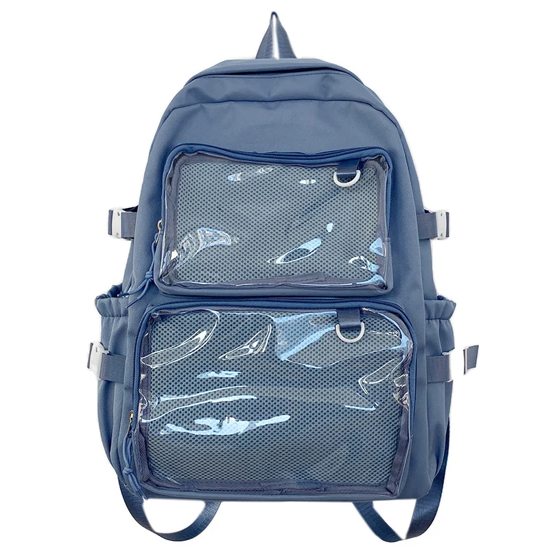 Mehrfächer-Schulrucksack mit transparentem Netz