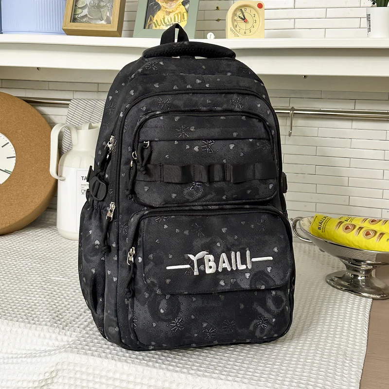 Strukturierter Mehrfächer-Schulrucksack
