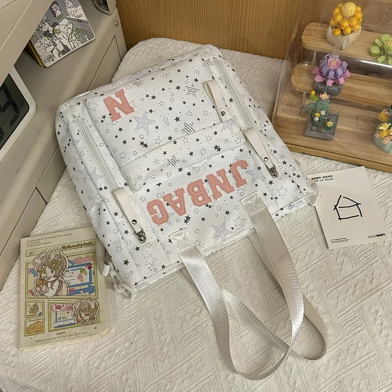 Mehrfächer-Schulrucksack mit Sterndruck