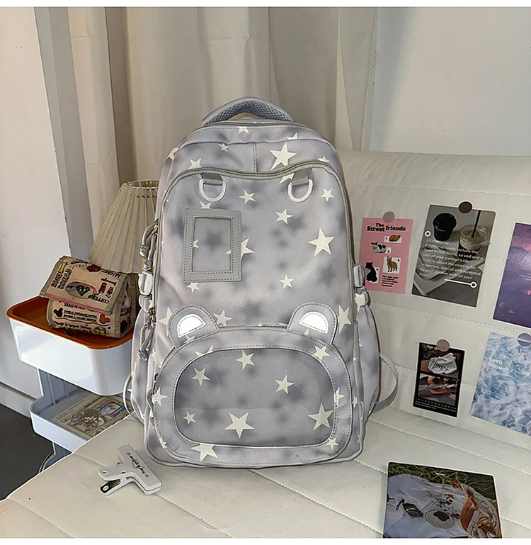 Mehrfächer-Schulrucksack mit Sternenmuster