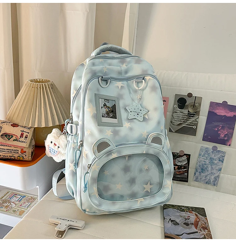 Mehrfächer-Schulrucksack mit Sternenmuster