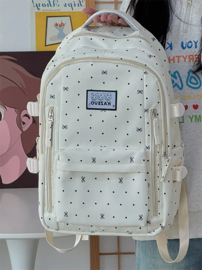 Mehrfächer-Schulrucksack mit geometrischem Muster