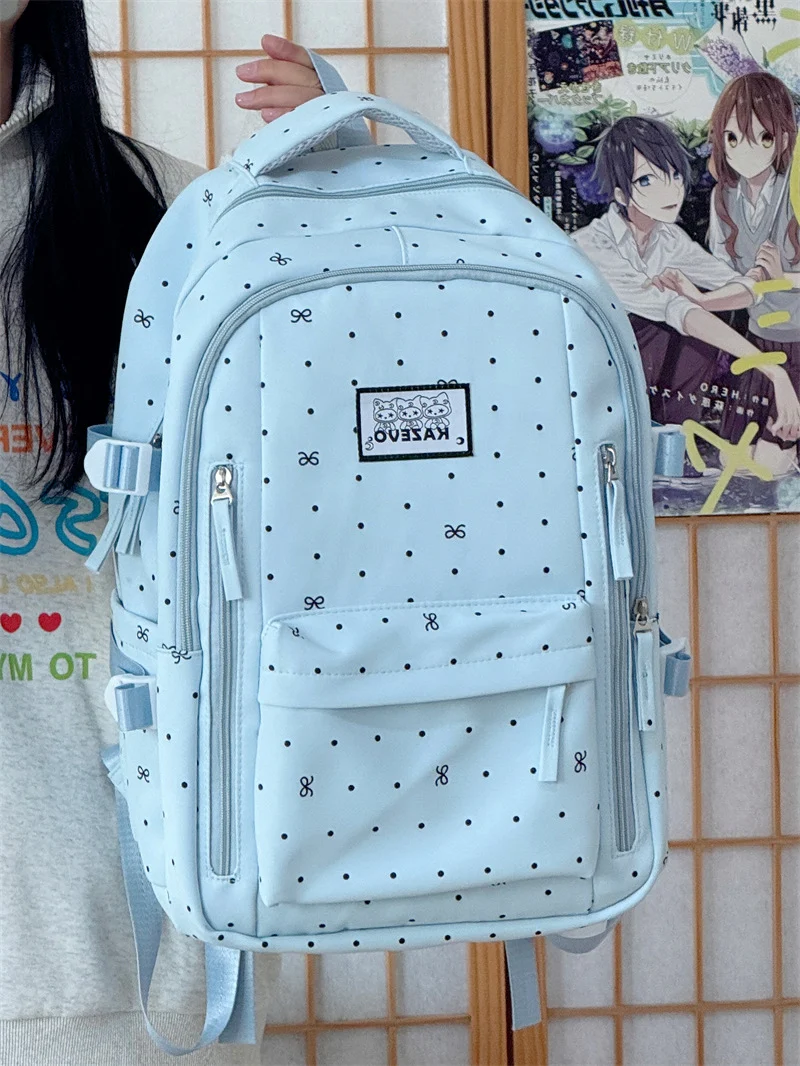 Mehrfächer-Schulrucksack mit geometrischem Muster