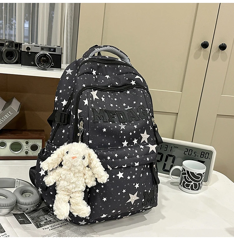 Schulrucksack mit Sternenprint und vielen Fächern