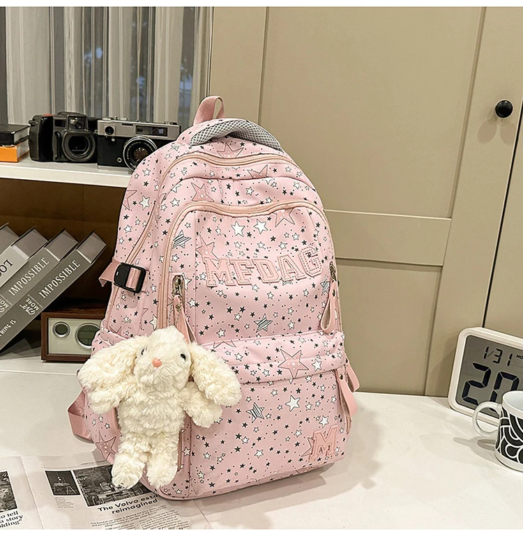 Schulrucksack mit Sternenprint und vielen Fächern