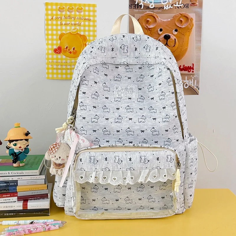 Niedlicher transparenter Schulrucksack mit Charakter-Motiv