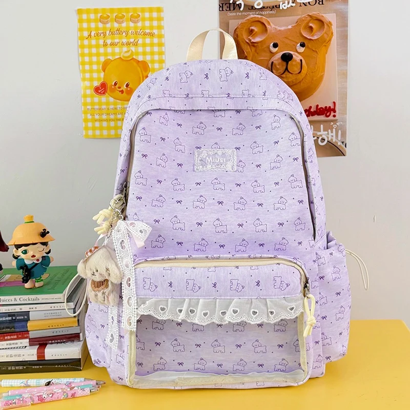 Niedlicher transparenter Schulrucksack mit Charakter-Motiv