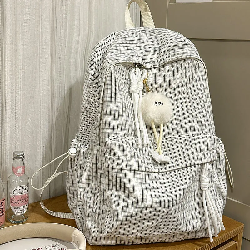 Robuster karierter Schulrucksack