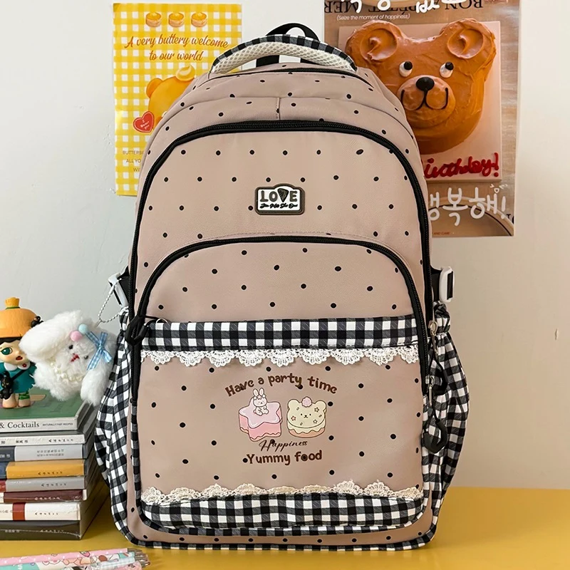 Dekorativer Schulrucksack mit Polka-Dot-Muster