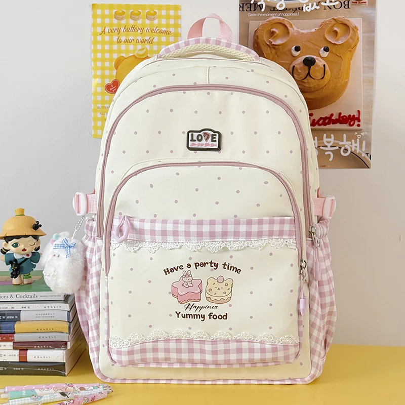 Dekorativer Schulrucksack mit Polka-Dot-Muster