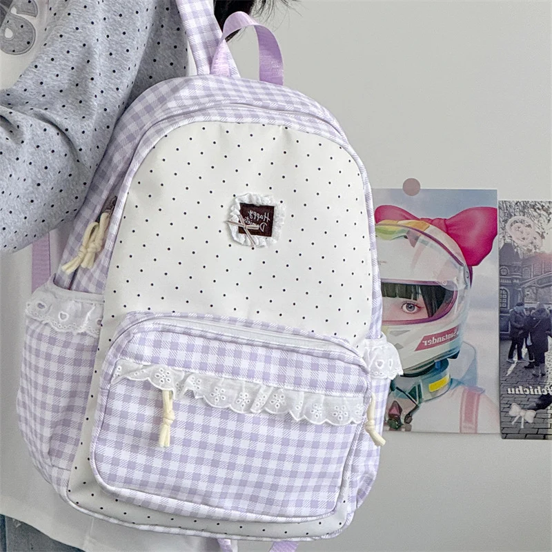 Charmanter Vichy-Schulrucksack