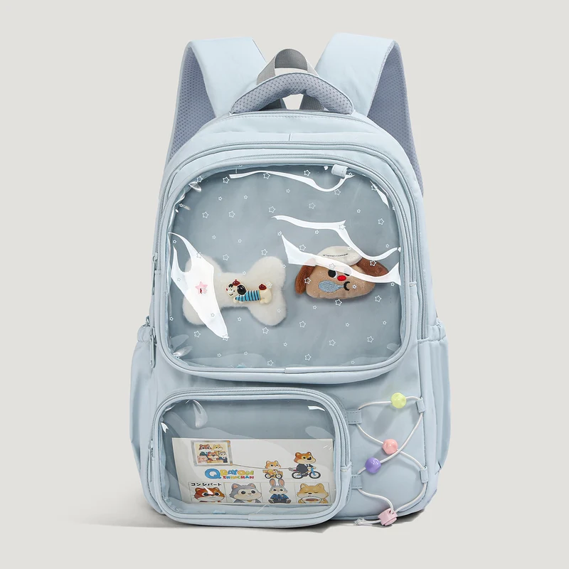 Niedlicher transparenter Schulrucksack mit Charakter-Motiv