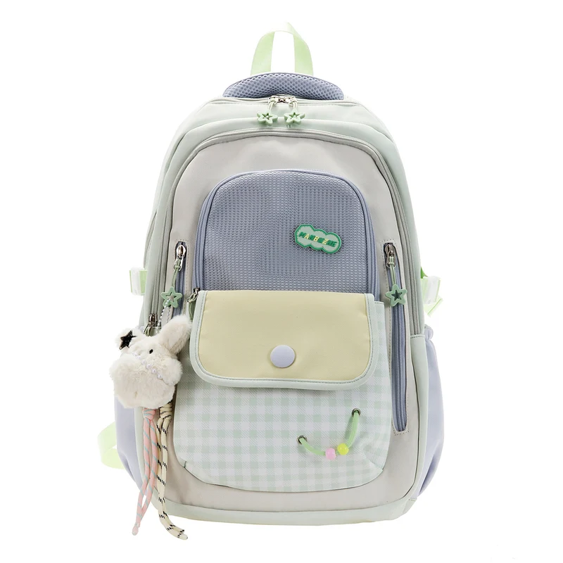 Verspielter Schulrucksack mit Vichy-Muster