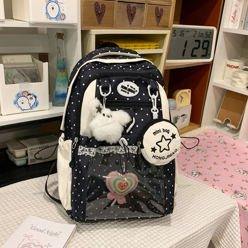 Transparenter Schulrucksack mit verspieltem Charakter-Design