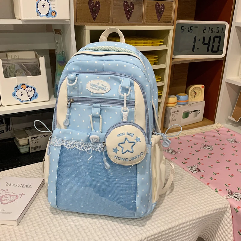 Transparenter Schulrucksack mit verspieltem Charakter-Design