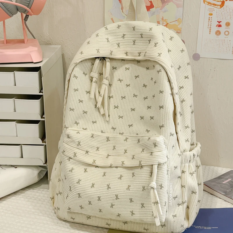 Charmanter Cord-Schulrucksack mit Schleife