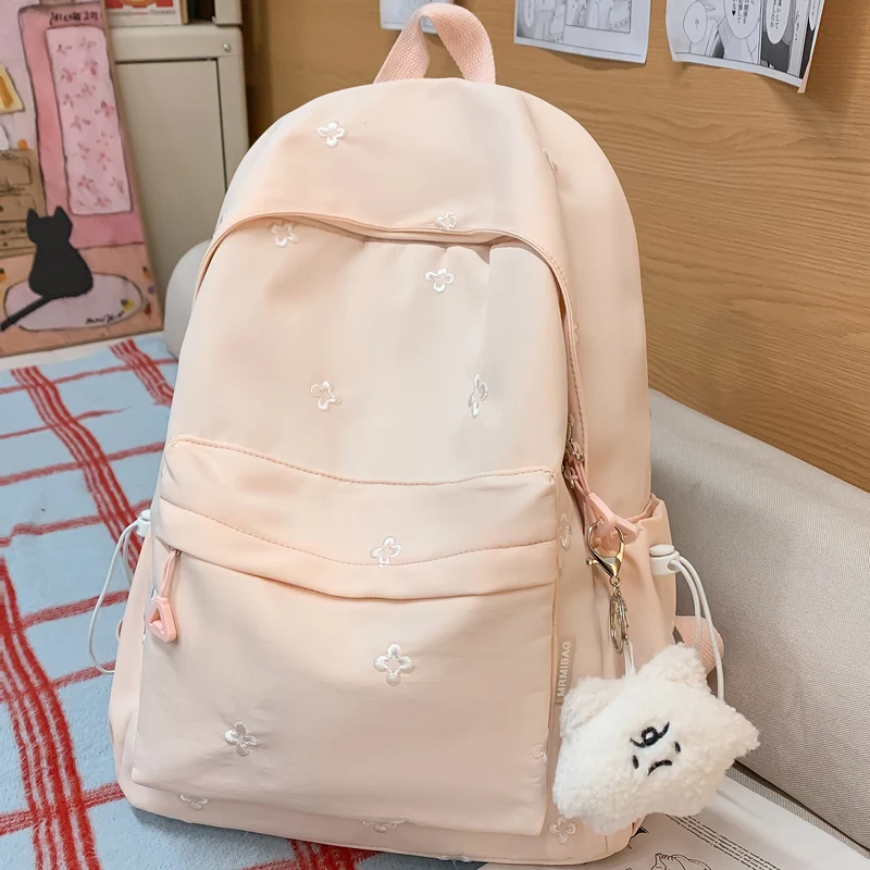 Bestickter Freizeit-Schulrucksack mit Blumenmuster