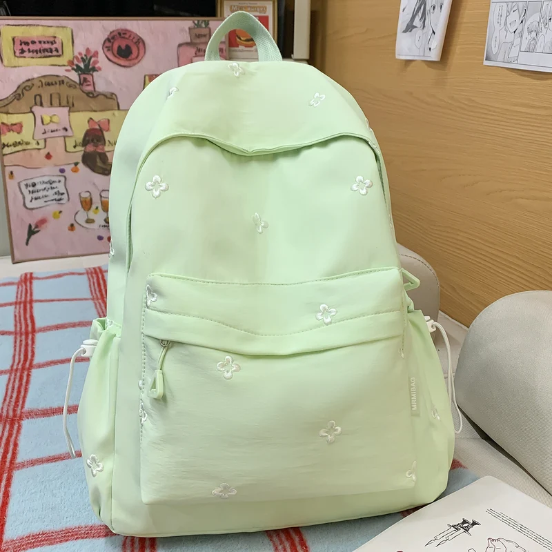 Bestickter Freizeit-Schulrucksack mit Blumenmuster