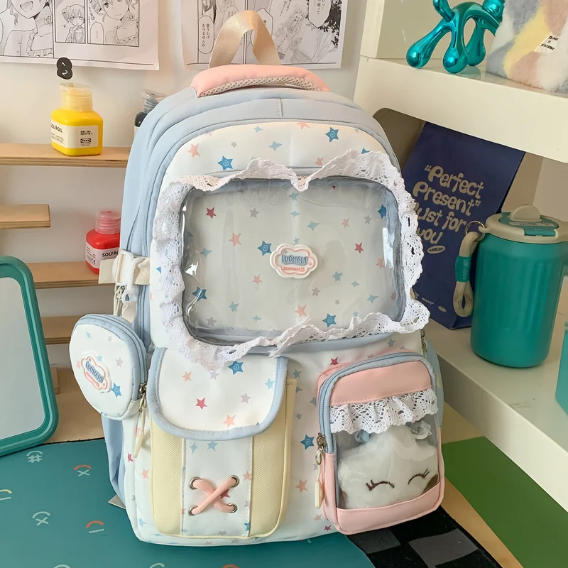 Niedlicher Schulrucksack mit Charakter-Print