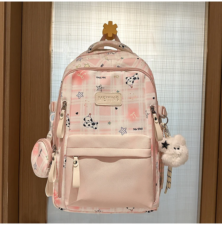 Multifunktionaler karierter Schulrucksack