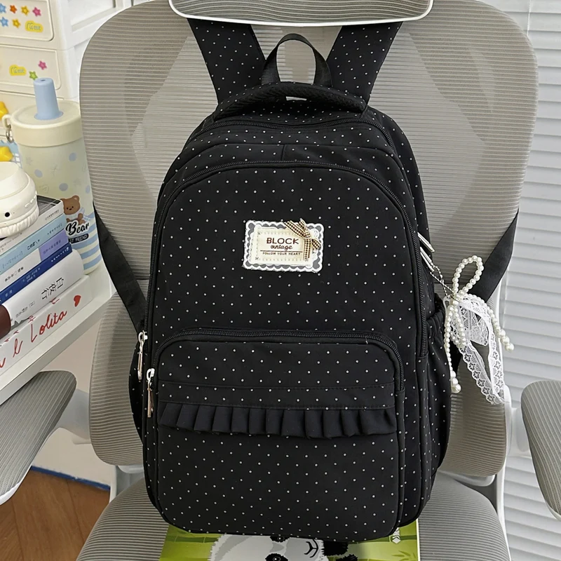 Niedlicher geraffter Schulrucksack mit Muster