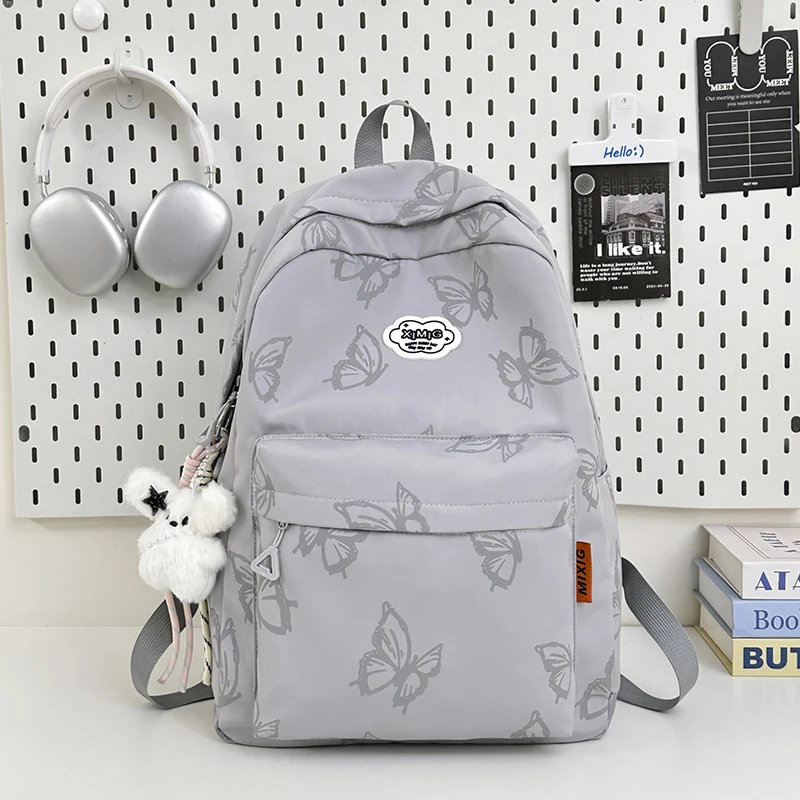 Lässiger Schulrucksack mit Schmetterlings-Print