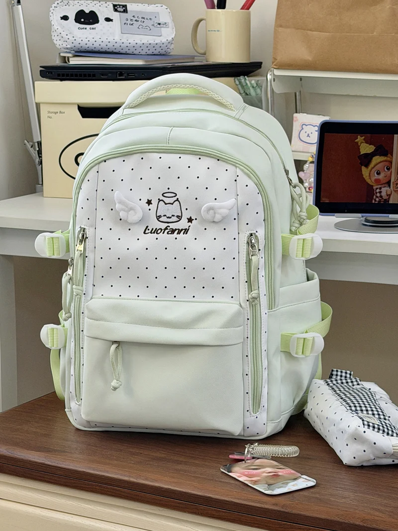 Multifunktionaler Schulrucksack mit Polka Dots