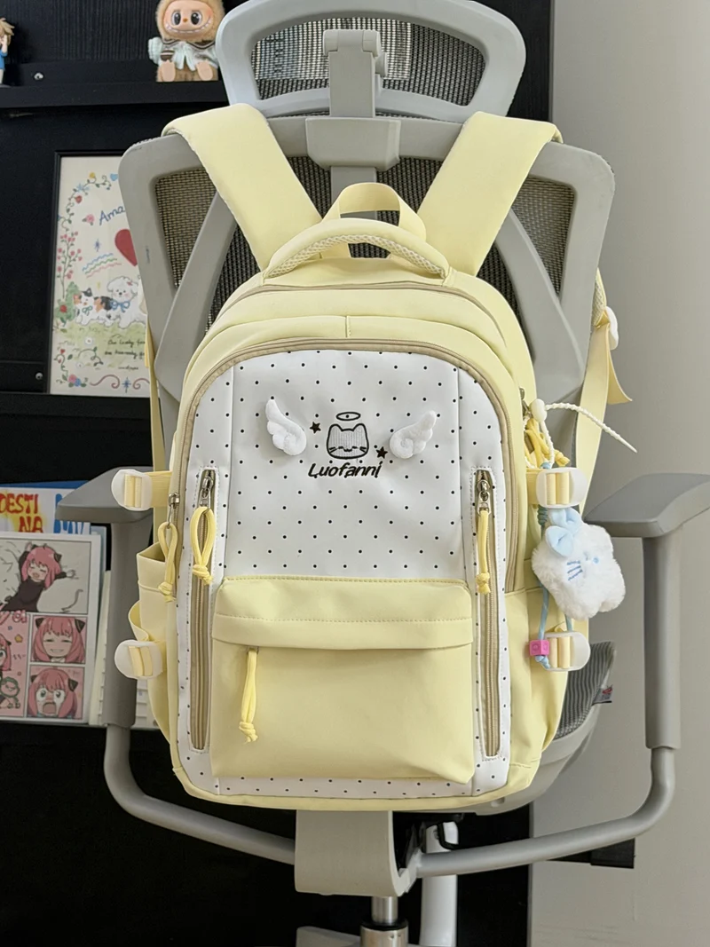 Multifunktionaler Schulrucksack mit Polka Dots