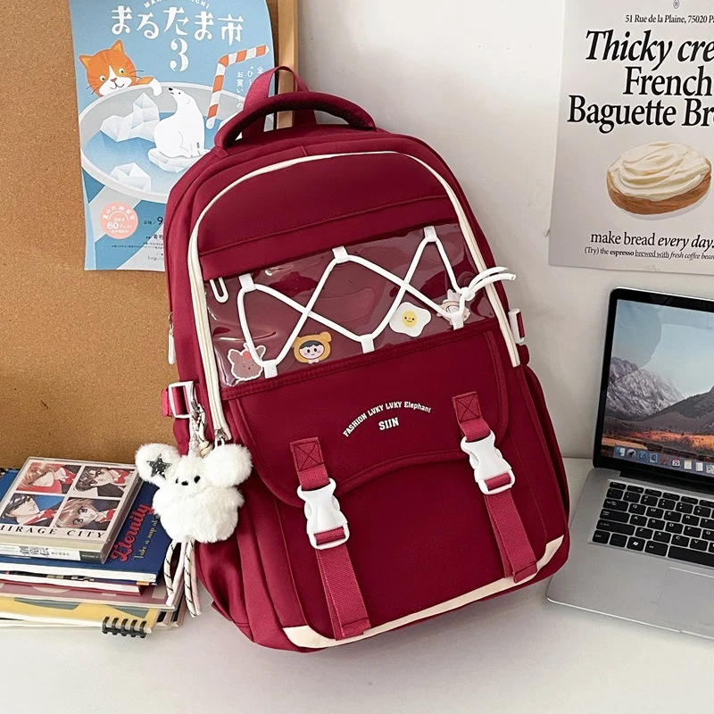 Kreativer Schulrucksack mit transparentem Panel