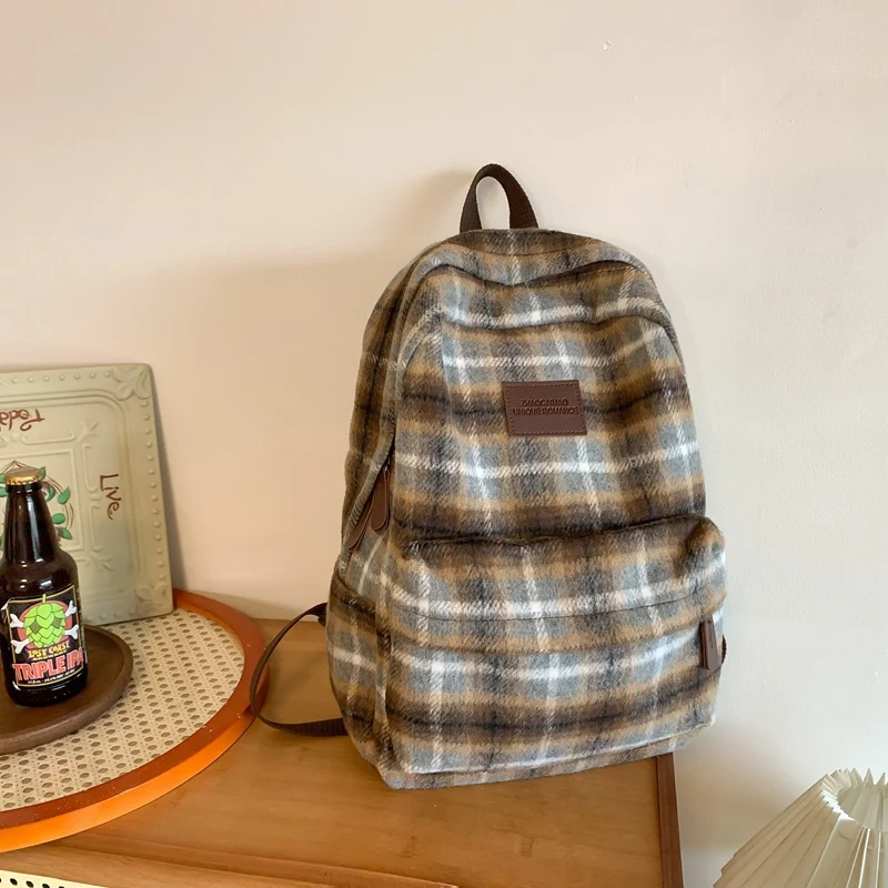 Gemütlicher Karierter Schulrucksack
