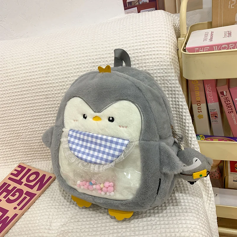 Niedlicher Plüsch-Schulrucksack mit Pinguin-Motiv